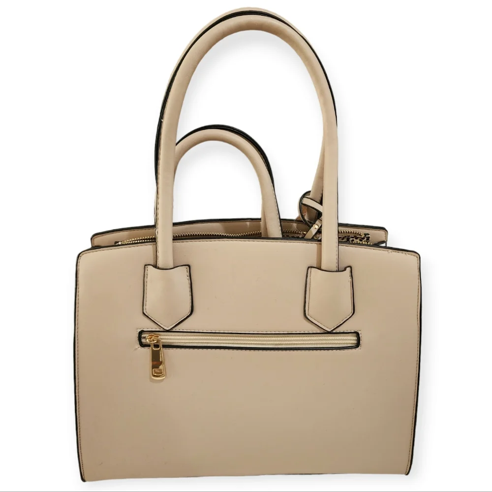 Alyssa New 3-Piece Beige Tote Handbah Set - Shoulder Bag, Crossbody & Wristle